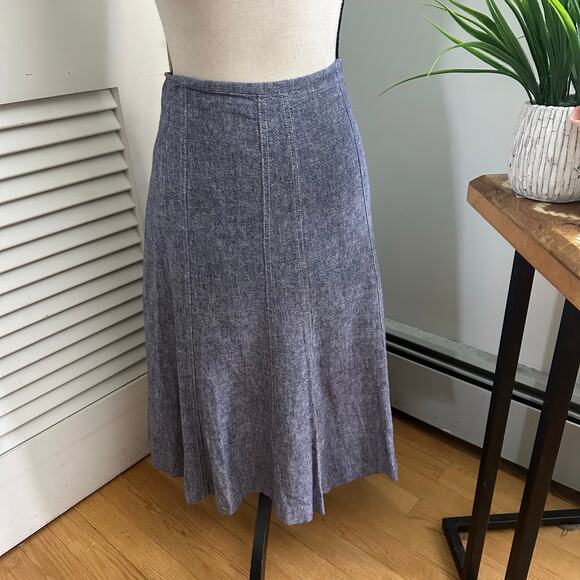 GILANI Skirt Womens 16 Blue Linen Blend Midi A-Line Minimalist Bohemian Chic - Picture 5 of 10